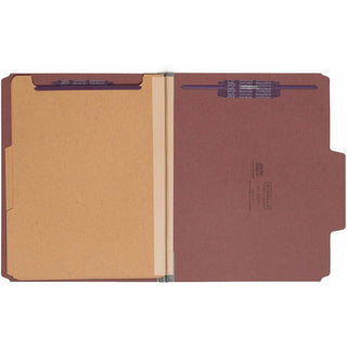 Smead SuperTab 2/5 Tab Cut Letter Recycled Classification Folder - 8 1/2" x 11" - 2" Expansion - 2 x 2S Fastener(s) - 2" Fastener Capacity for Folder - Top Tab Location - Right of Center Tab Position - 2 Divider(s) - Red - 100% Recycled - 10 / Box