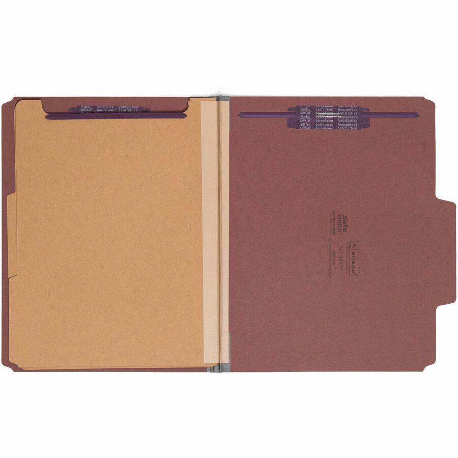Smead SuperTab 2/5 Tab Cut Letter Recycled Classification Folder - 8 1/2" x 11" - 2" Expansion - 2 x 2S Fastener(s) - 2" Fastener Capacity for Folder - Top Tab Location - Right of Center Tab Position - 2 Divider(s) - Red - 100% Recycled - 10 / Box