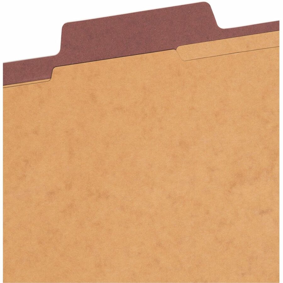 Smead SuperTab 2/5 Tab Cut Letter Recycled Classification Folder - 8 1/2" x 11" - 2" Expansion - 2 x 2S Fastener(s) - 2" Fastener Capacity for Folder - Top Tab Location - Right of Center Tab Position - 2 Divider(s) - Red - 100% Recycled - 10 / Box