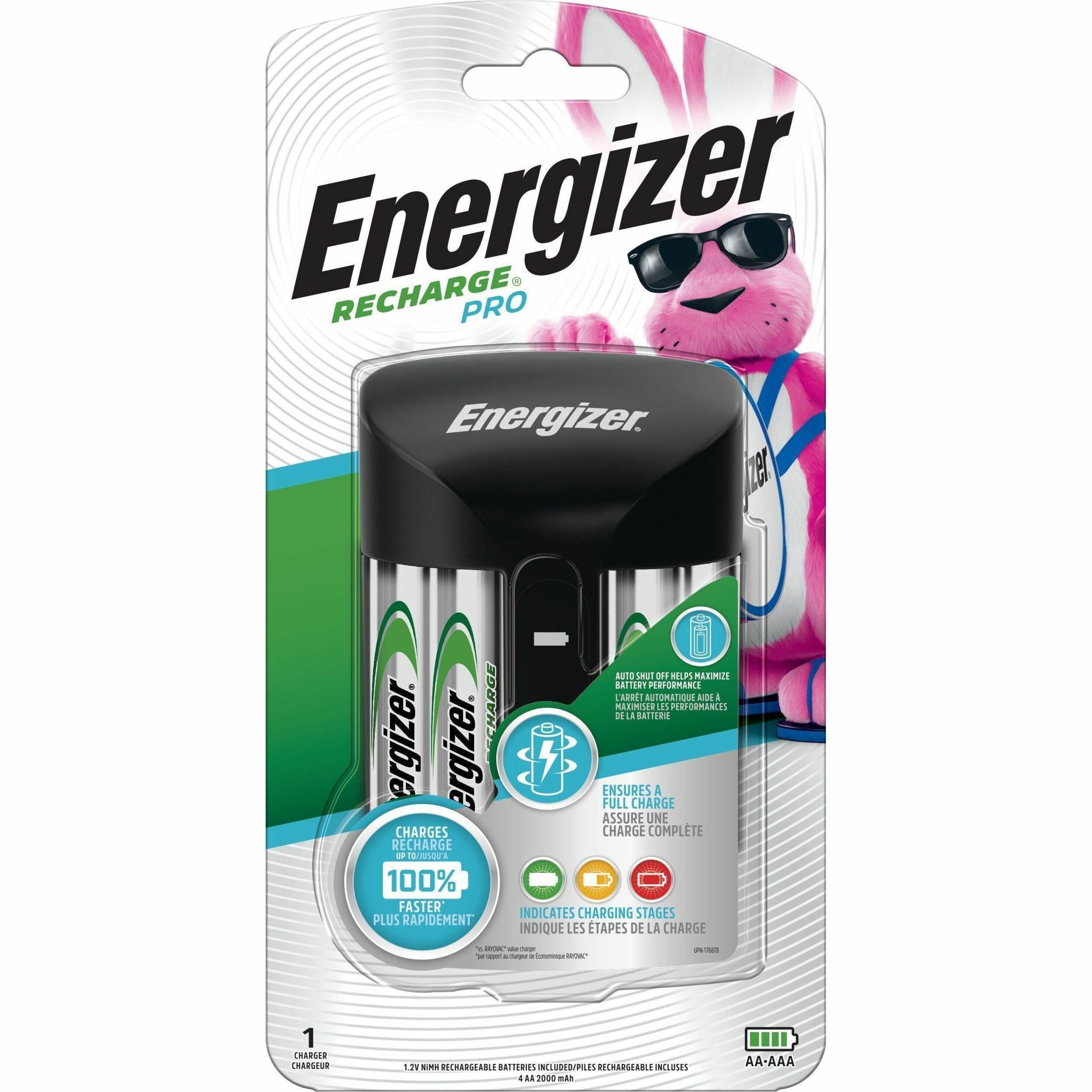 Energizer Recharge Pro AA/AAA Battery Charger - 1 Each - 3 Hour Charging - 4 - AA, AAA