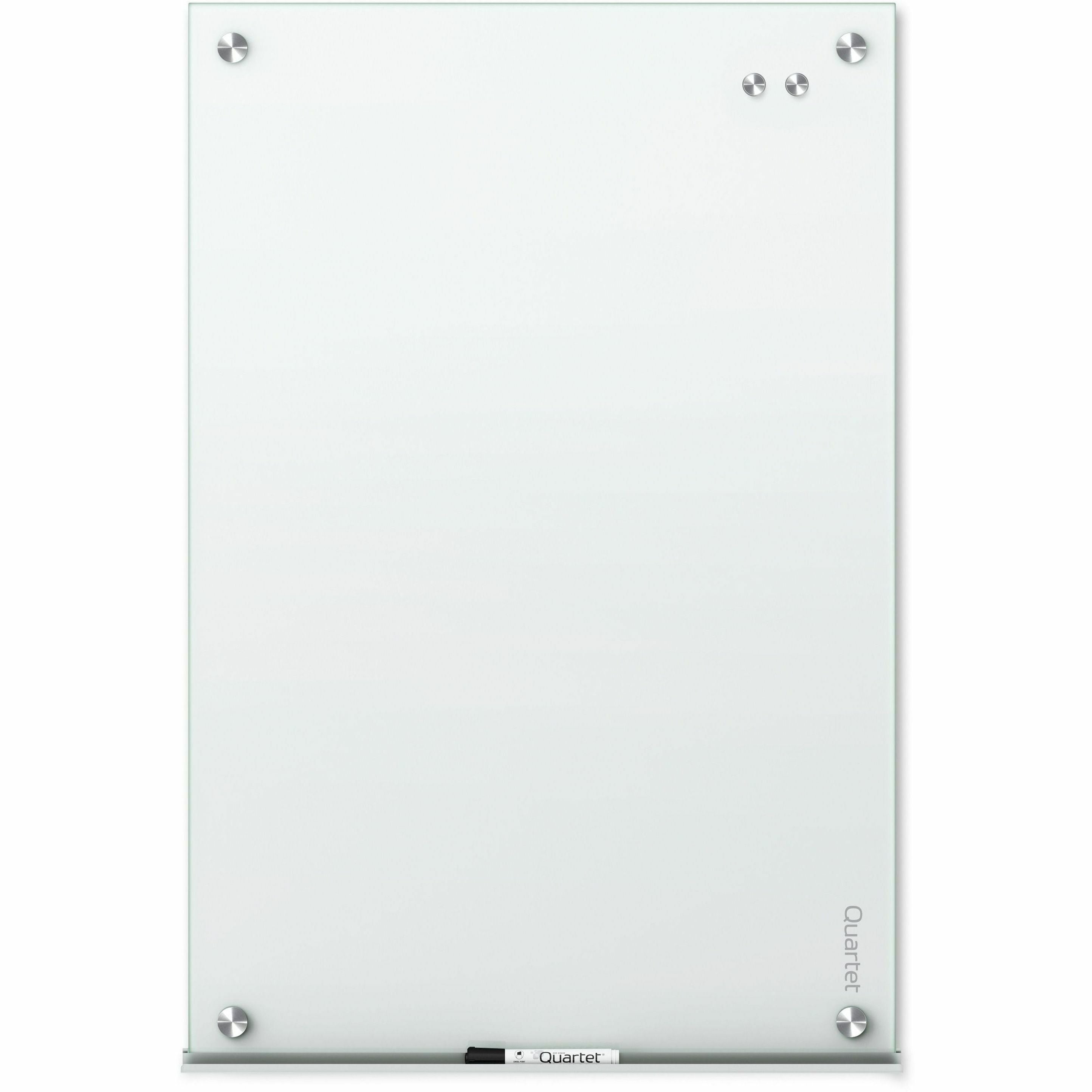 Quartet Infinity Glass Dry-Erase Whiteboard - 96" (8 ft) Width x 48" (4 ft) Height - White Tempered Glass Surface - White Frame - Horizontal/Vertical - Magnetic - 1 Each - 