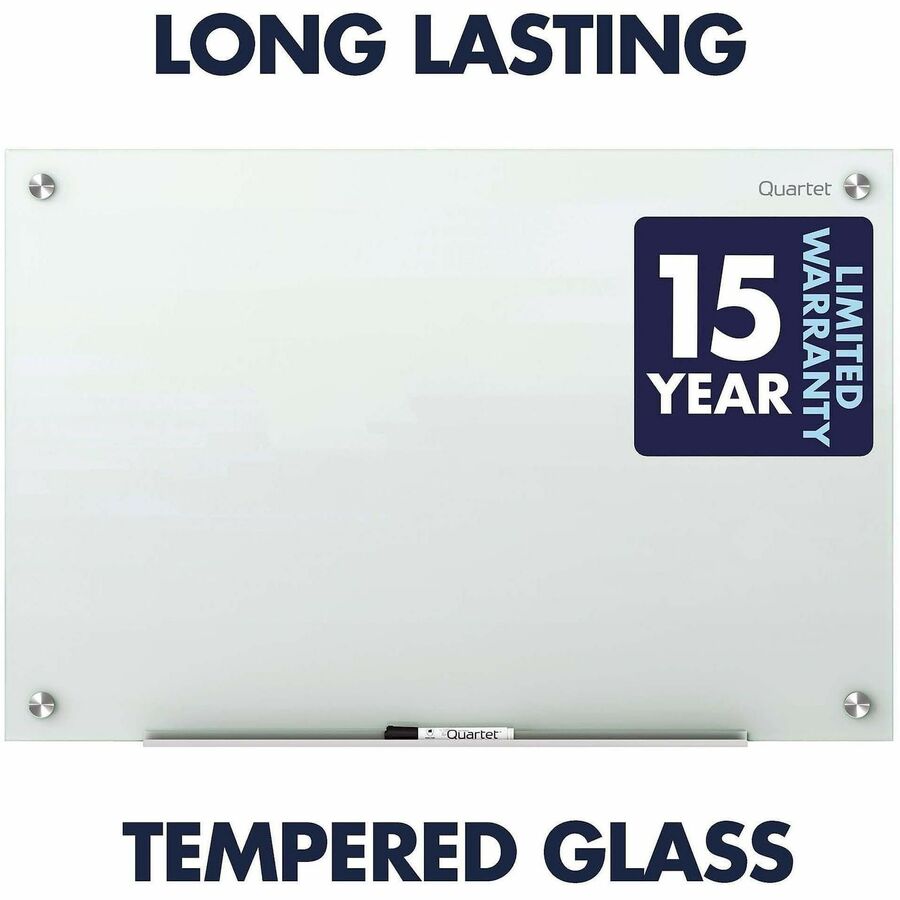Quartet Infinity Glass Dry-Erase Whiteboard - 96" (8 ft) Width x 48" (4 ft) Height - White Tempered Glass Surface - White Frame - Horizontal/Vertical - Magnetic - 1 Each
