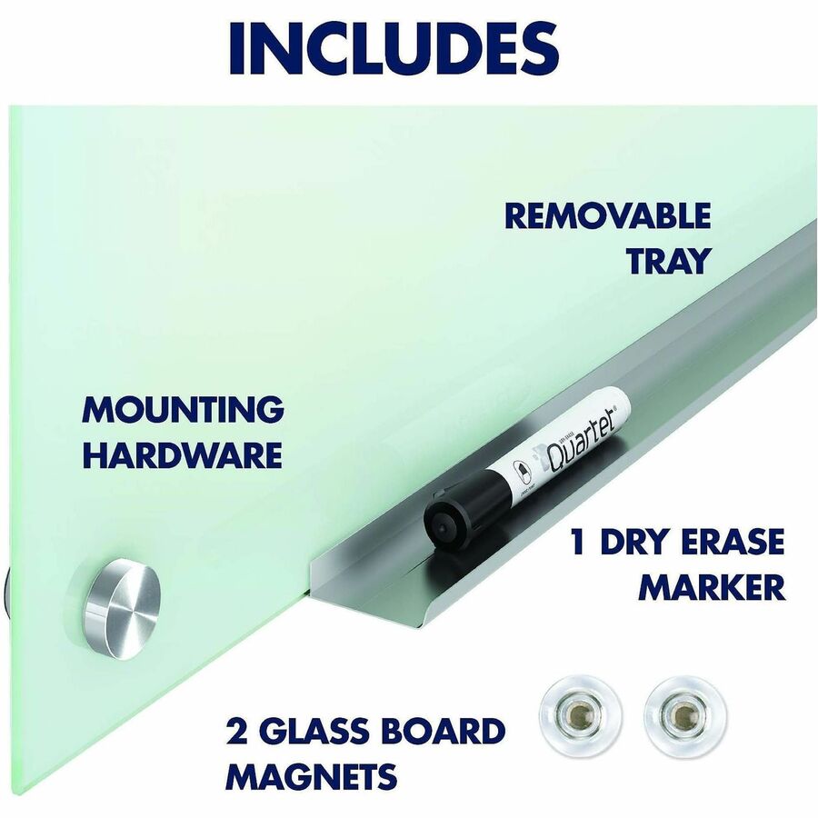 Quartet Infinity Glass Dry-Erase Whiteboard - 96" (8 ft) Width x 48" (4 ft) Height - White Tempered Glass Surface - White Frame - Horizontal/Vertical - Magnetic - 1 Each