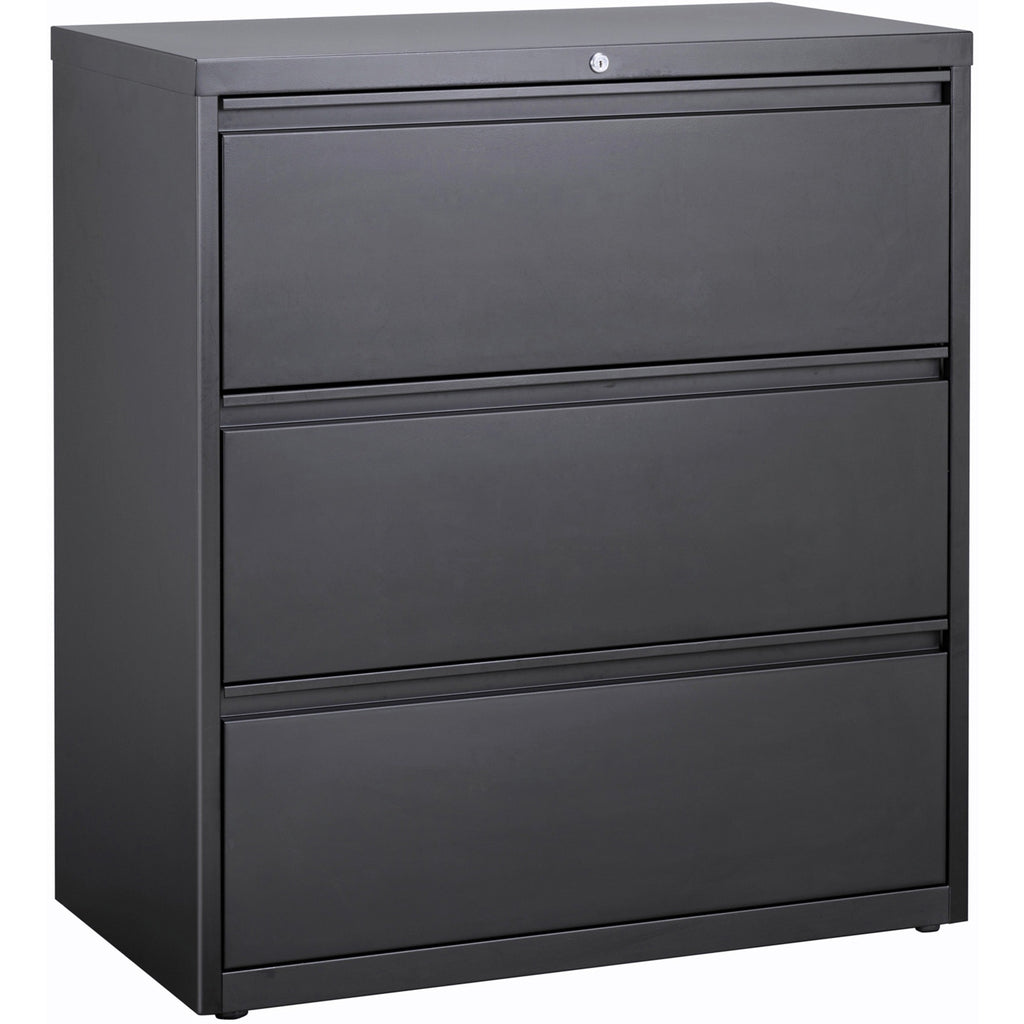 Lorell Fortress Series Lateral File - 36" x 18.8" x 40.1" - 3 x Drawer(s) for File - A4, Legal, Letter - Lateral - Anti-tip, Security Lock, Ball Bearing Slide, Reinforced Base, Leveling Glide, Interlocking, Hanging Rail, Magnetic Label Holder - Charc