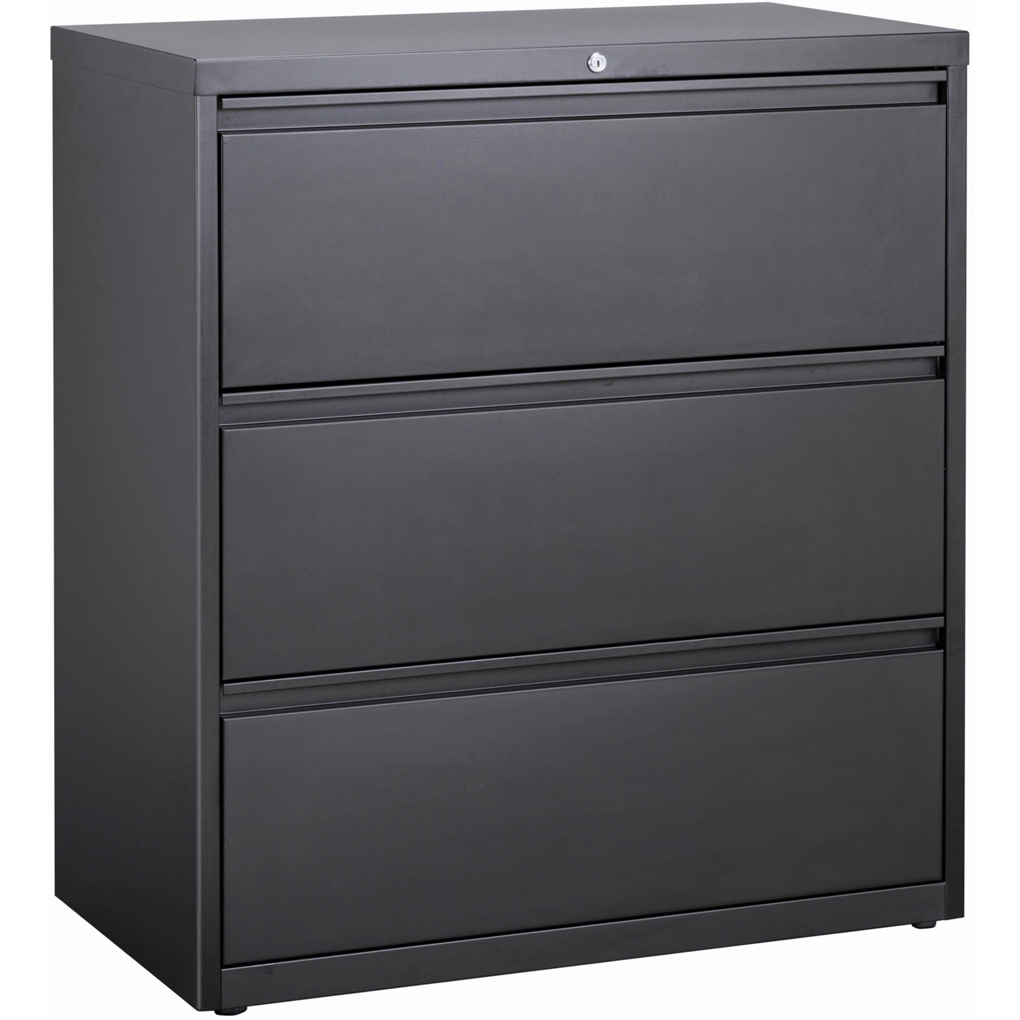 Lorell Fortress Series Lateral File - 36" x 18.8" x 40.1" - 3 x Drawer(s) for File - A4, Legal, Letter - Lateral - Anti-tip, Security Lock, Ball Bearing Slide, Reinforced Base, Leveling Glide, Interlocking, Hanging Rail, Magnetic Label Holder - Charc