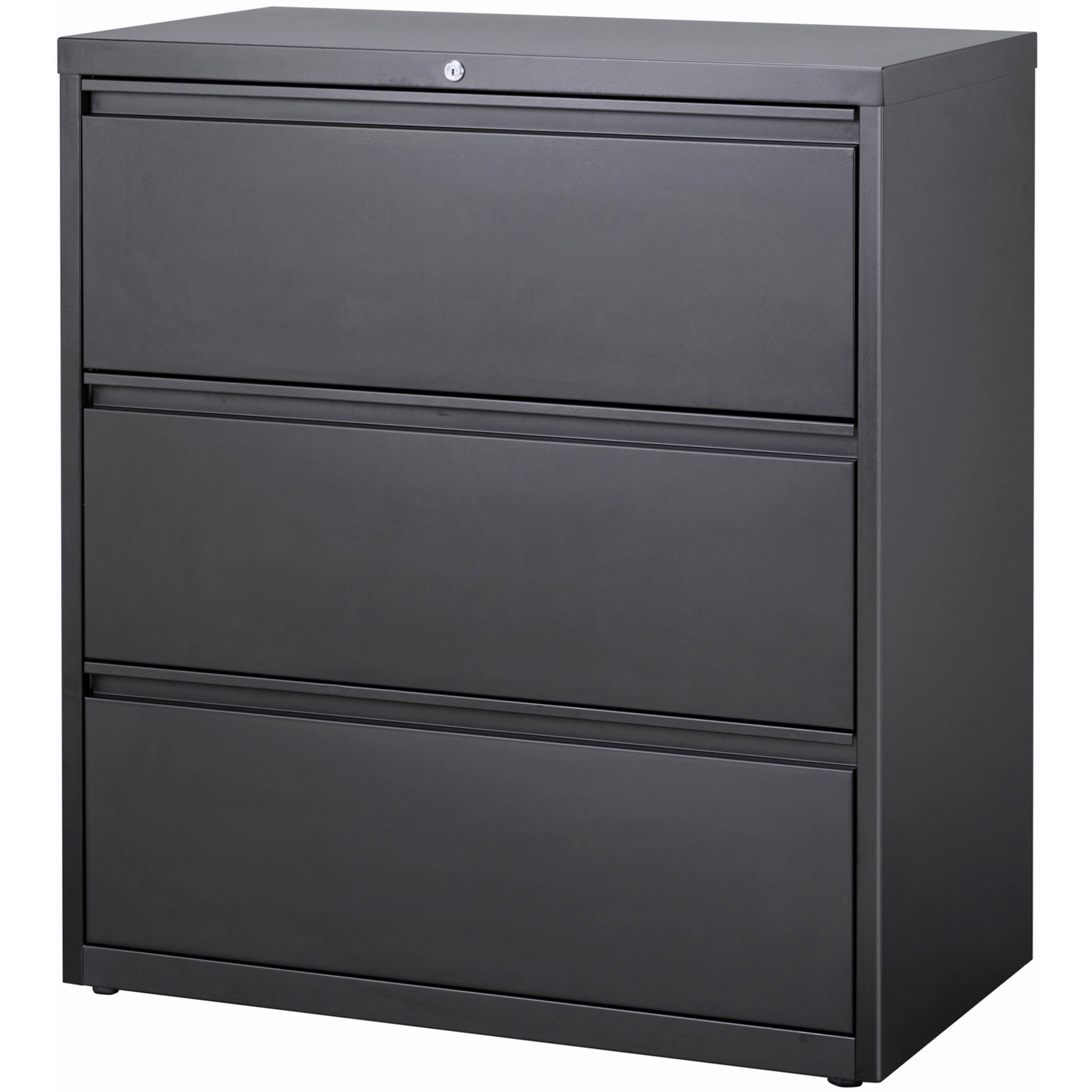 Lorell Fortress Series Lateral File - 36" x 18.8" x 40.1" - 3 x Drawer(s) for File - A4, Legal, Letter - Lateral - Anti-tip, Security Lock, Ball Bearing Slide, Reinforced Base, Leveling Glide, Interlocking, Hanging Rail, Magnetic Label Holder - Charc - 