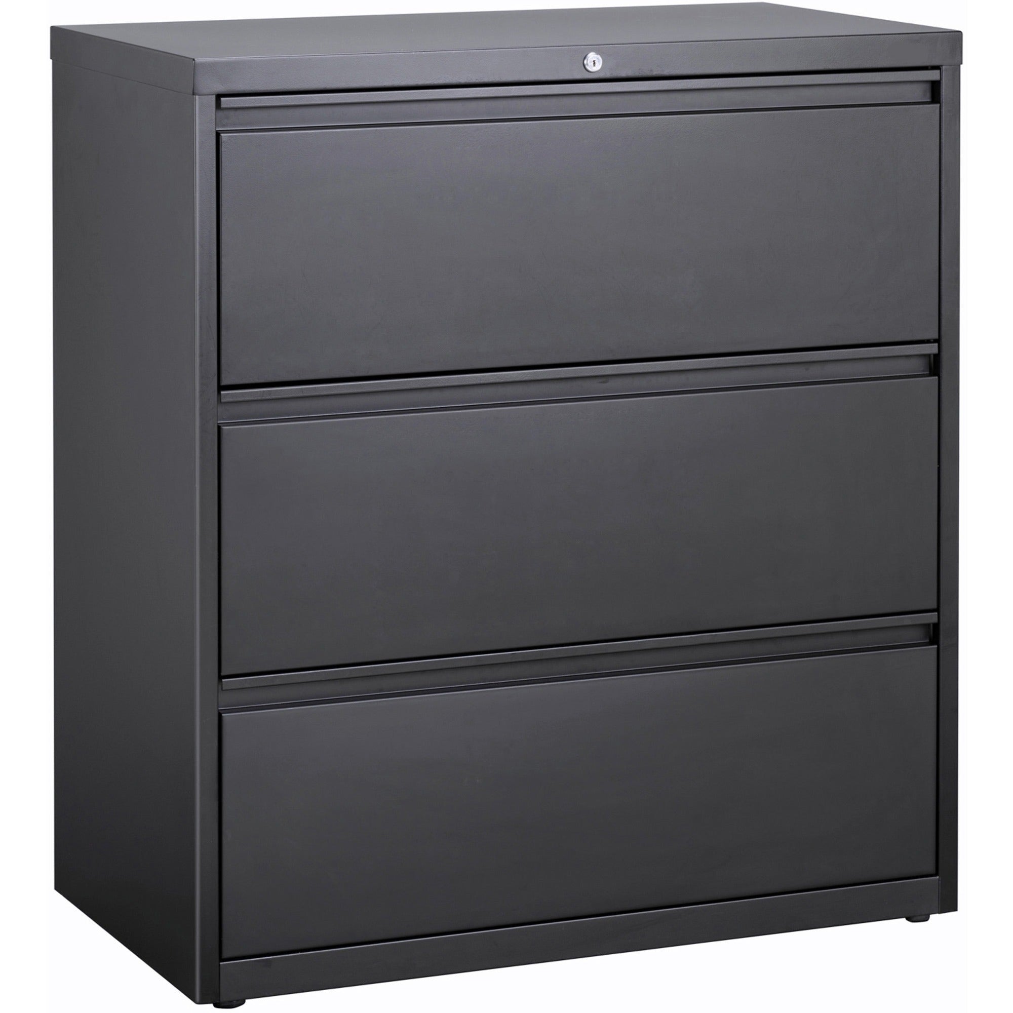 Lorell Fortress Series Lateral File - 36" x 18.8" x 40.1" - 3 x Drawer(s) for File - A4, Legal, Letter - Lateral - Anti-tip, Security Lock, Ball Bearing Slide, Reinforced Base, Leveling Glide, Interlocking, Hanging Rail, Magnetic Label Holder - Charc - 