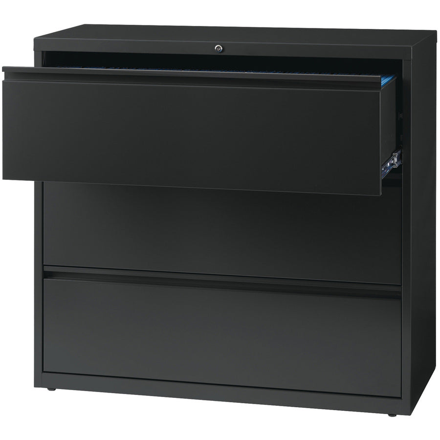Lorell Fortress Series Lateral File - 42" x 18.8" x 40.1" - 3 x Drawer(s) for File - A4, Legal, Letter - Lateral - Anti-tip, Security Lock, Ball Bearing Slide, Reinforced Base, Leveling Glide, Interlocking, Hanging Rail, Magnetic Label Holder - Charc - 