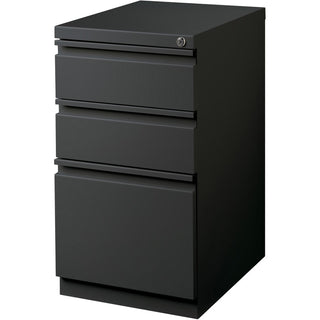 Lorell 20" Box/Box/File Mobile File Cabinet with Full-Width Pull - 15" x 19.9" x 27.8" - 3 x Drawer(s) for Box, File - Letter - Mobility, Casters, Drawer Extension, Security Lock, Recessed Drawer, Ball-bearing Suspension - Charcoal - Steel - Recycled