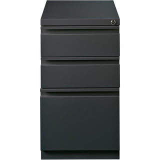 Lorell 20" Box/Box/File Mobile File Cabinet with Full-Width Pull - 15" x 19.9" x 27.8" - 3 x Drawer(s) for Box, File - Letter - Mobility, Casters, Drawer Extension, Security Lock, Recessed Drawer, Ball-bearing Suspension - Charcoal - Steel - Recycled