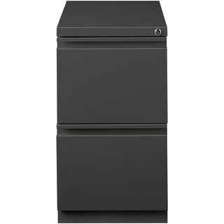 Lorell 20" File/File Mobile File Cabinet with Full-Width Pull - 15" x 19.9" x 27.8" - 2 x Drawer(s) for File - Letter - Recessed Drawer, Security Lock, Ball-bearing Suspension, Casters - Charcoal - Steel - Recycled