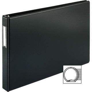 Business Source Tabloid-size Round Ring Reference Binder - 1" Binder Capacity - Tabloid - 11" x 17" Sheet Size - Round Ring Fastener(s) - Black - Recycled - Durable, Label Holder - 1 Each
