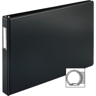 Business Source Tabloid-size Round Ring Reference Binder - 1" Binder Capacity - Tabloid - 11" x 17" Sheet Size - Round Ring Fastener(s) - Black - Recycled - Durable, Label Holder - 1 Each