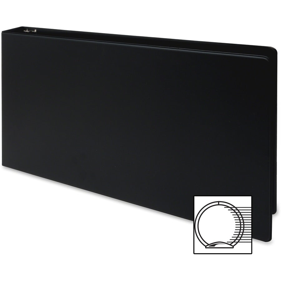 Business Source Tabloid-size Round Ring Reference Binder - 2" Binder Capacity - Tabloid - 11" x 17" Sheet Size - Round Ring Fastener(s) - Black - Recycled - Durable, Label Holder - 1 Each