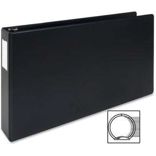 Business Source Tabloid-size Round Ring Reference Binder - 2" Binder Capacity - Tabloid - 11" x 17" Sheet Size - Round Ring Fastener(s) - Black - Recycled - Durable, Label Holder - 1 Each