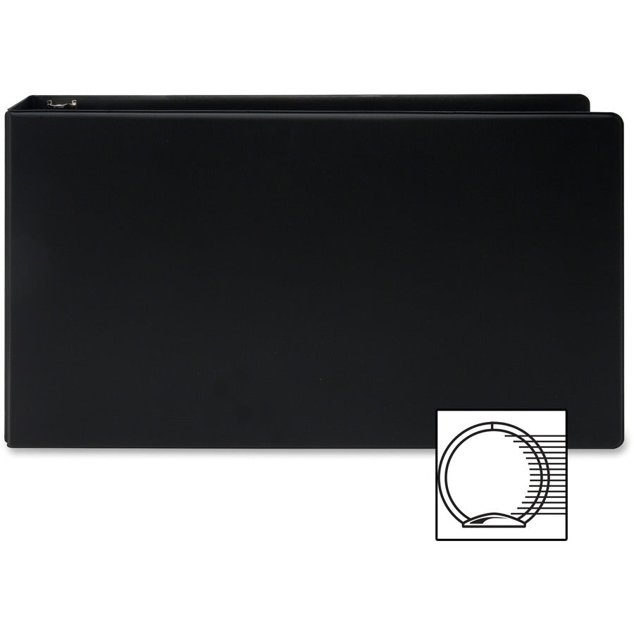 Business Source Tabloid-size Round Ring Reference Binder - 2" Binder Capacity - Tabloid - 11" x 17" Sheet Size - Round Ring Fastener(s) - Black - Recycled - Durable, Label Holder - 1 Each