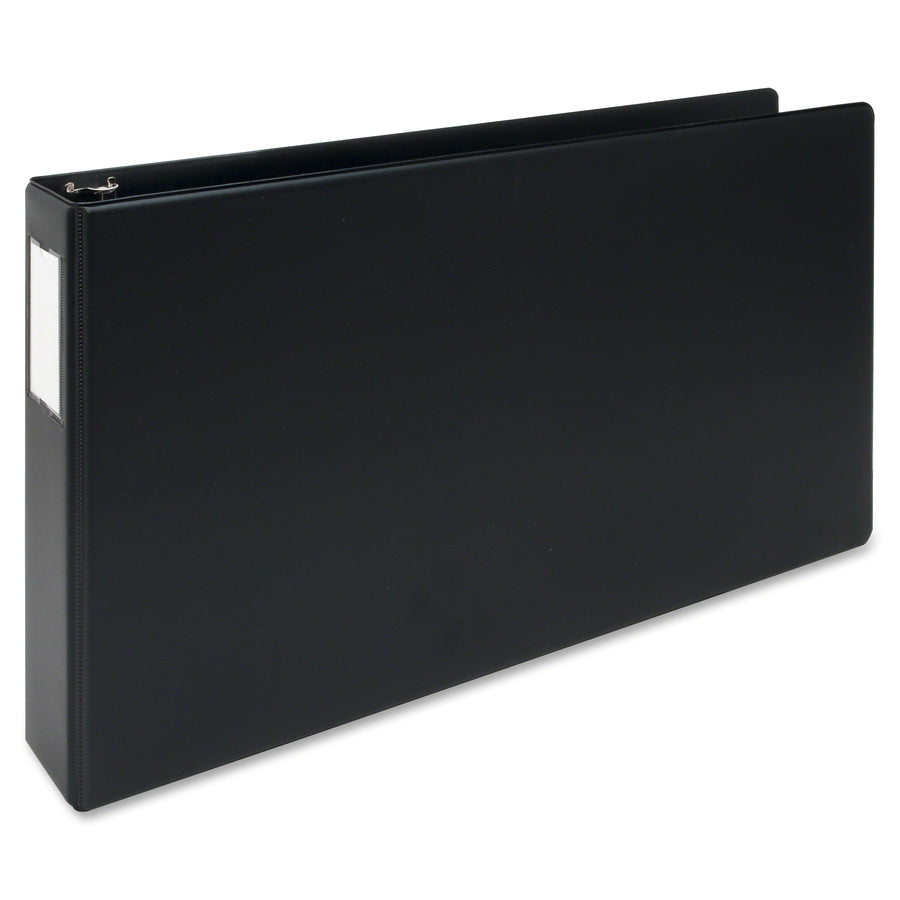 Business Source Tabloid-size Round Ring Reference Binder - 2" Binder Capacity - Tabloid - 11" x 17" Sheet Size - Round Ring Fastener(s) - Black - Recycled - Durable, Label Holder - 1 Each