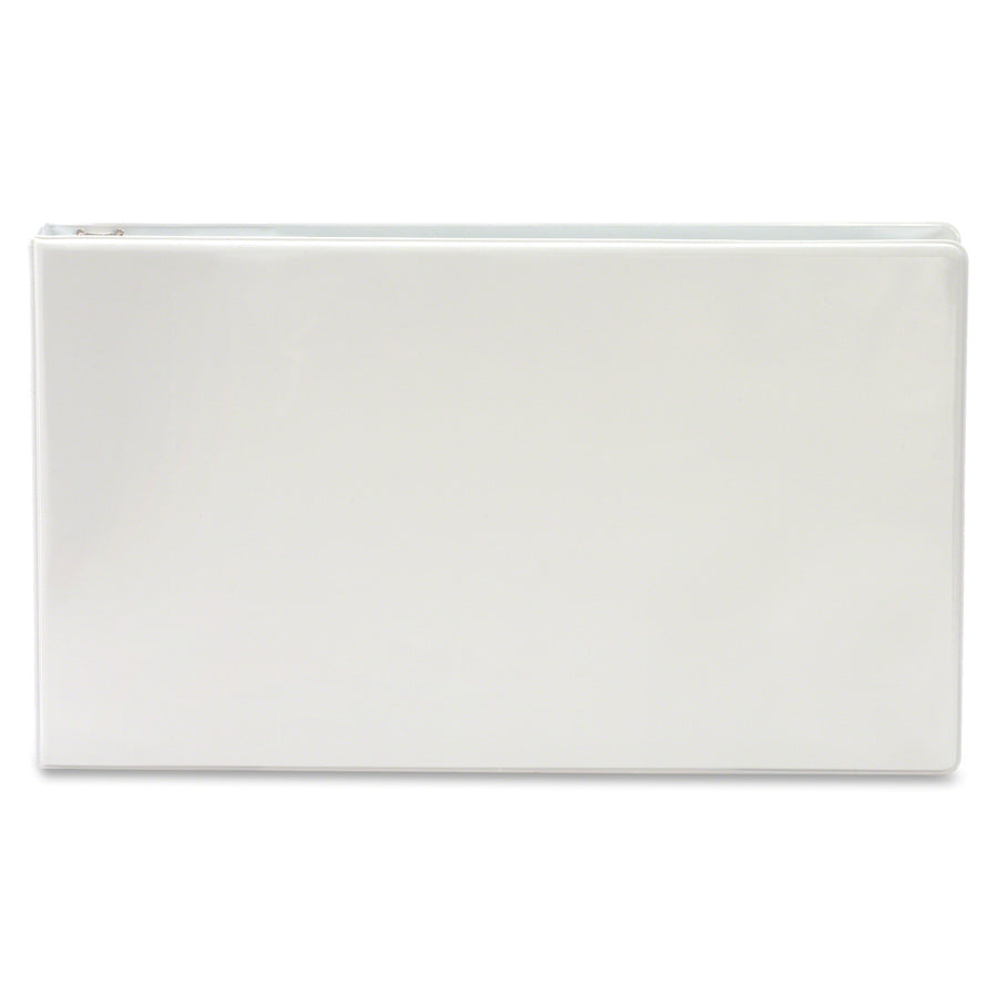 Business Source Tabloid-size Round Ring Reference Binder - 2" Binder Capacity - Tabloid - 11" x 17" Sheet Size - Round Ring Fastener(s) - White - Recycled - Durable, Clear Overlay - 1 Each