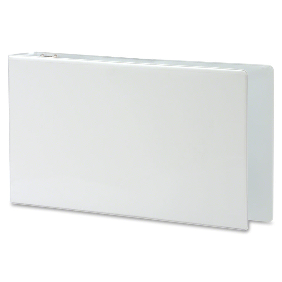 Business Source Tabloid-size Round Ring Reference Binder - 2" Binder Capacity - Tabloid - 11" x 17" Sheet Size - Round Ring Fastener(s) - White - Recycled - Durable, Clear Overlay - 1 Each