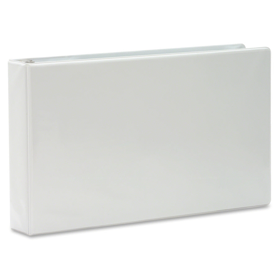 Business Source Tabloid-size Round Ring Reference Binder - 2" Binder Capacity - Tabloid - 11" x 17" Sheet Size - Round Ring Fastener(s) - White - Recycled - Durable, Clear Overlay - 1 Each