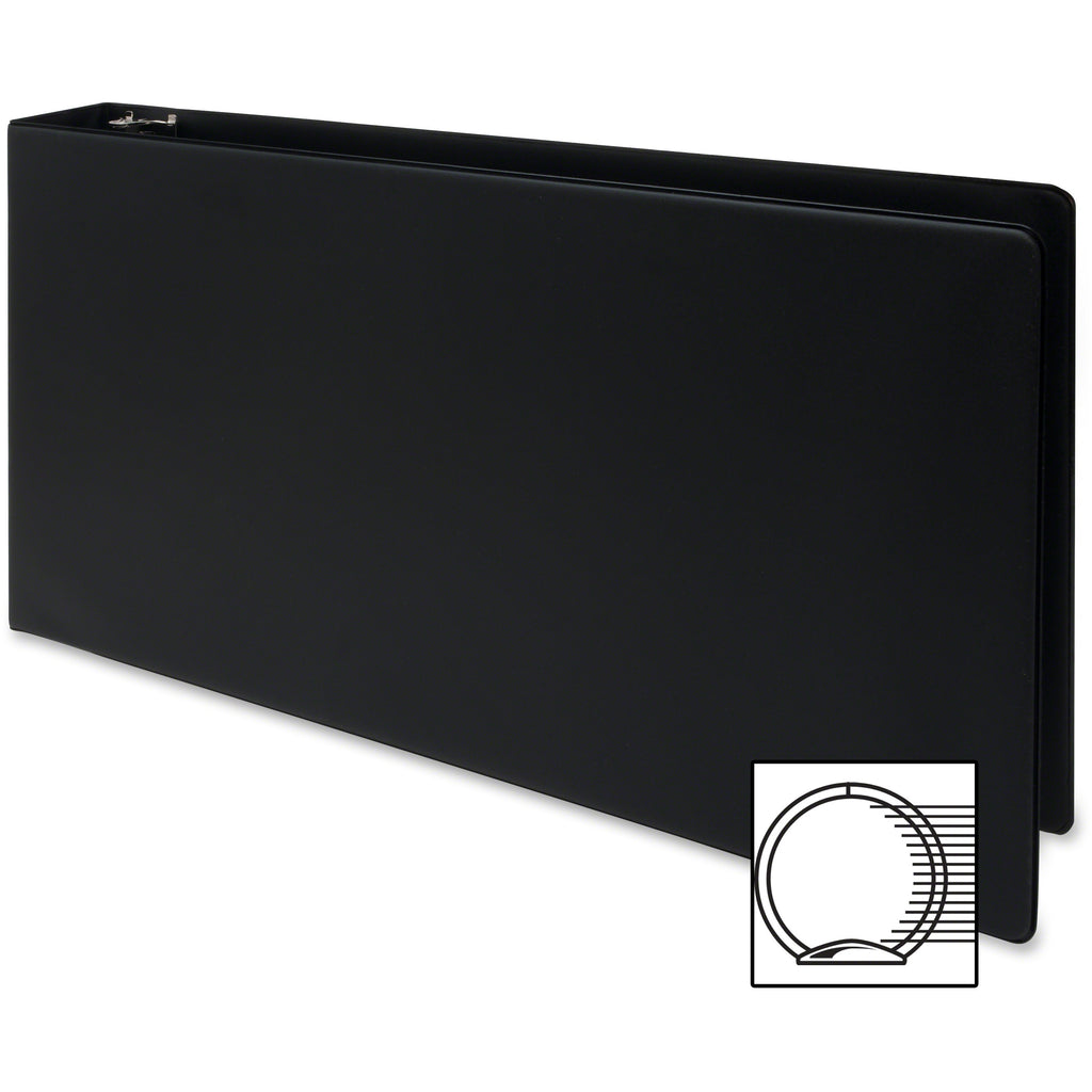 Business Source Tabloid-size Round Ring Reference Binder - 3" Binder Capacity - Tabloid - 11" x 17" Sheet Size - Round Ring Fastener(s) - Black - Durable, Label Holder - 1 Each - 