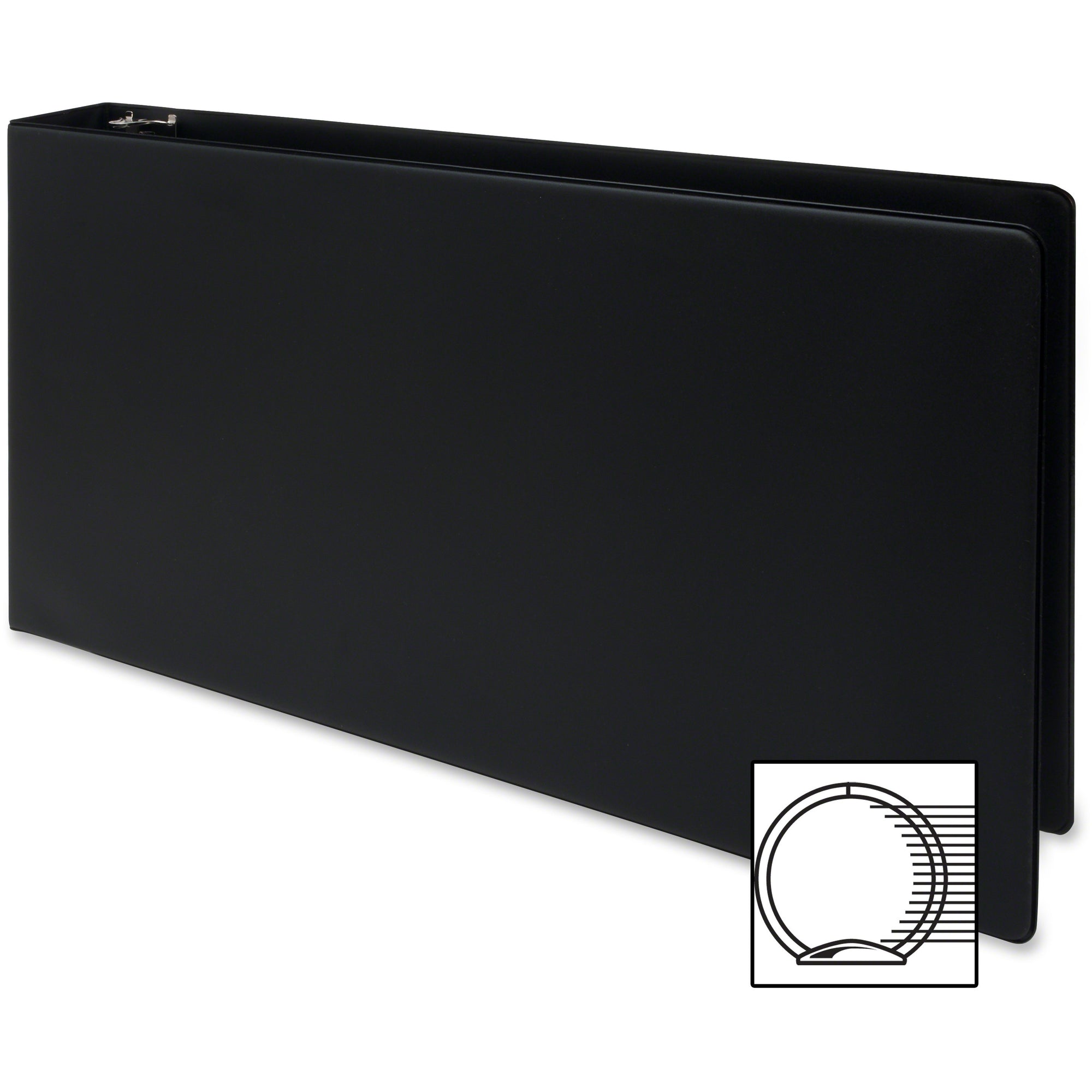 Business Source Tabloid-size Round Ring Reference Binder - 3" Binder Capacity - Tabloid - 11" x 17" Sheet Size - Round Ring Fastener(s) - Black - Durable, Label Holder - 1 Each - 