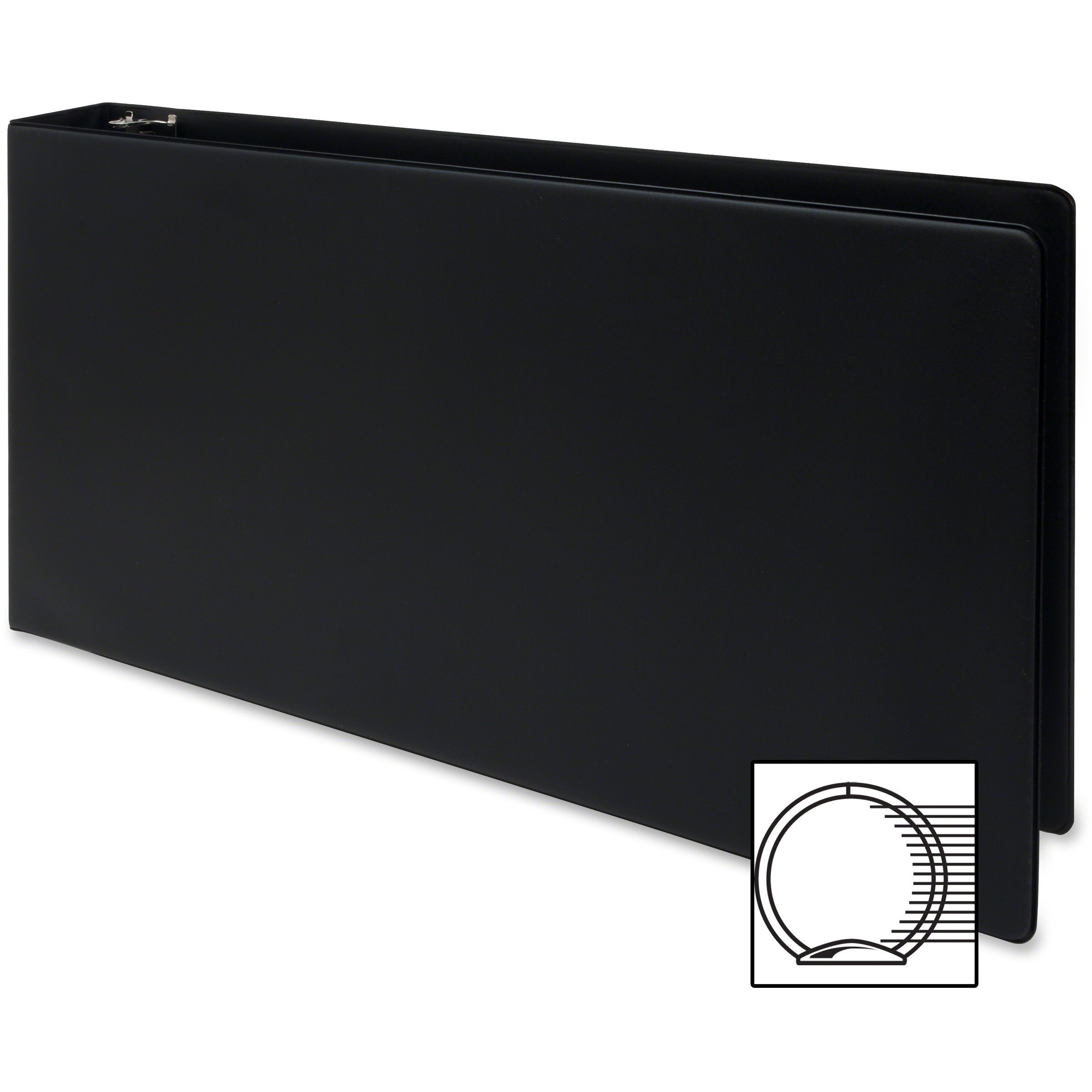 Business Source Tabloid-size Round Ring Reference Binder - 3" Binder Capacity - Tabloid - 11" x 17" Sheet Size - Round Ring Fastener(s) - Black - Durable, Label Holder - 1 Each - 