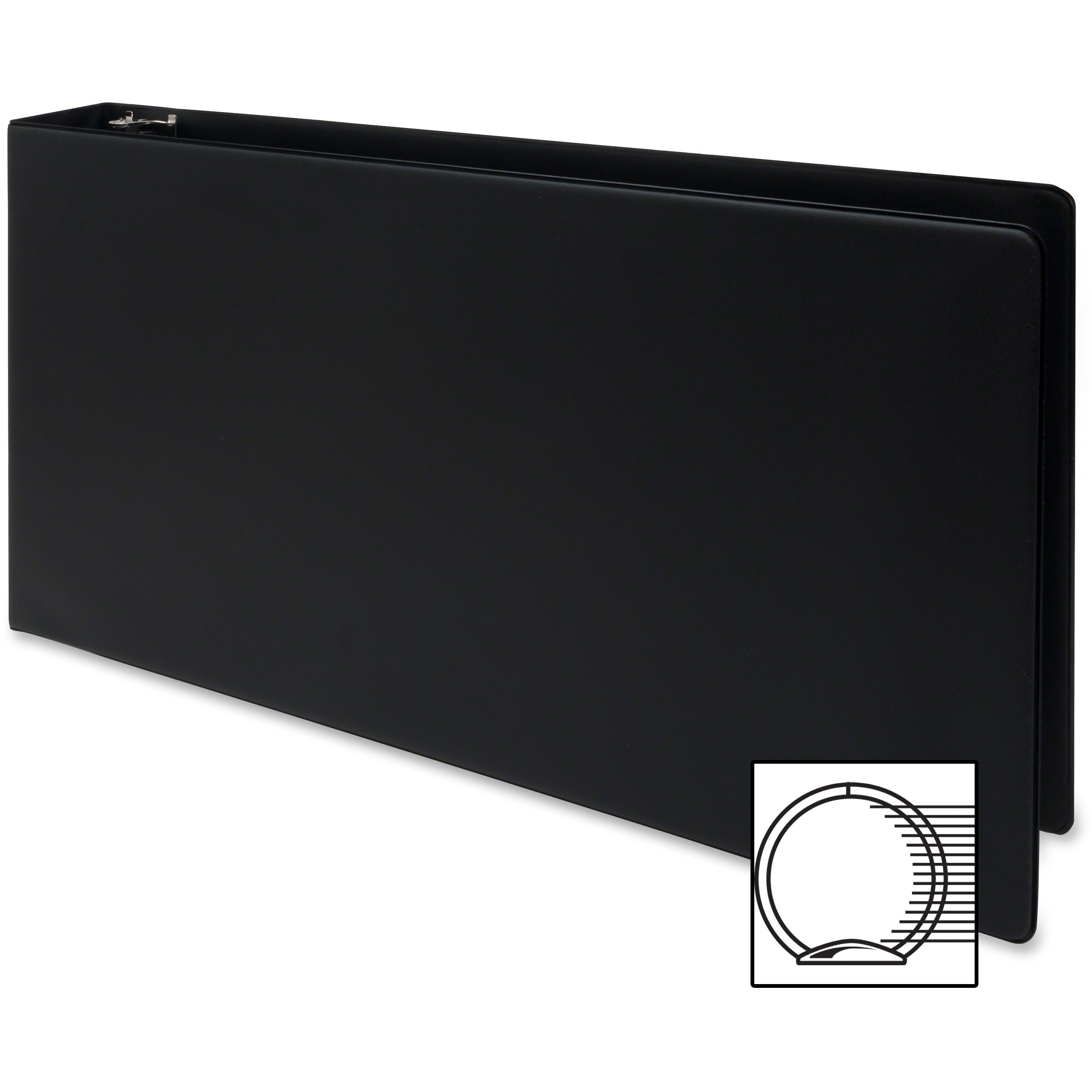 Business Source Tabloid-size Round Ring Reference Binder - 3" Binder Capacity - Tabloid - 11" x 17" Sheet Size - Round Ring Fastener(s) - Black - Durable, Label Holder - 1 Each - 