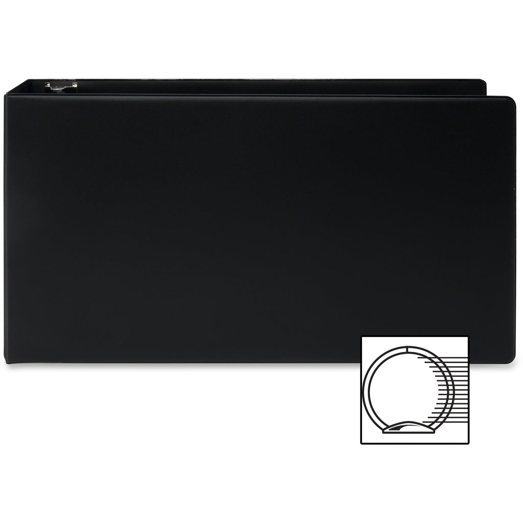 Business Source Tabloid-size Round Ring Reference Binder - 3" Binder Capacity - Tabloid - 11" x 17" Sheet Size - Round Ring Fastener(s) - Black - Durable, Label Holder - 1 Each - 