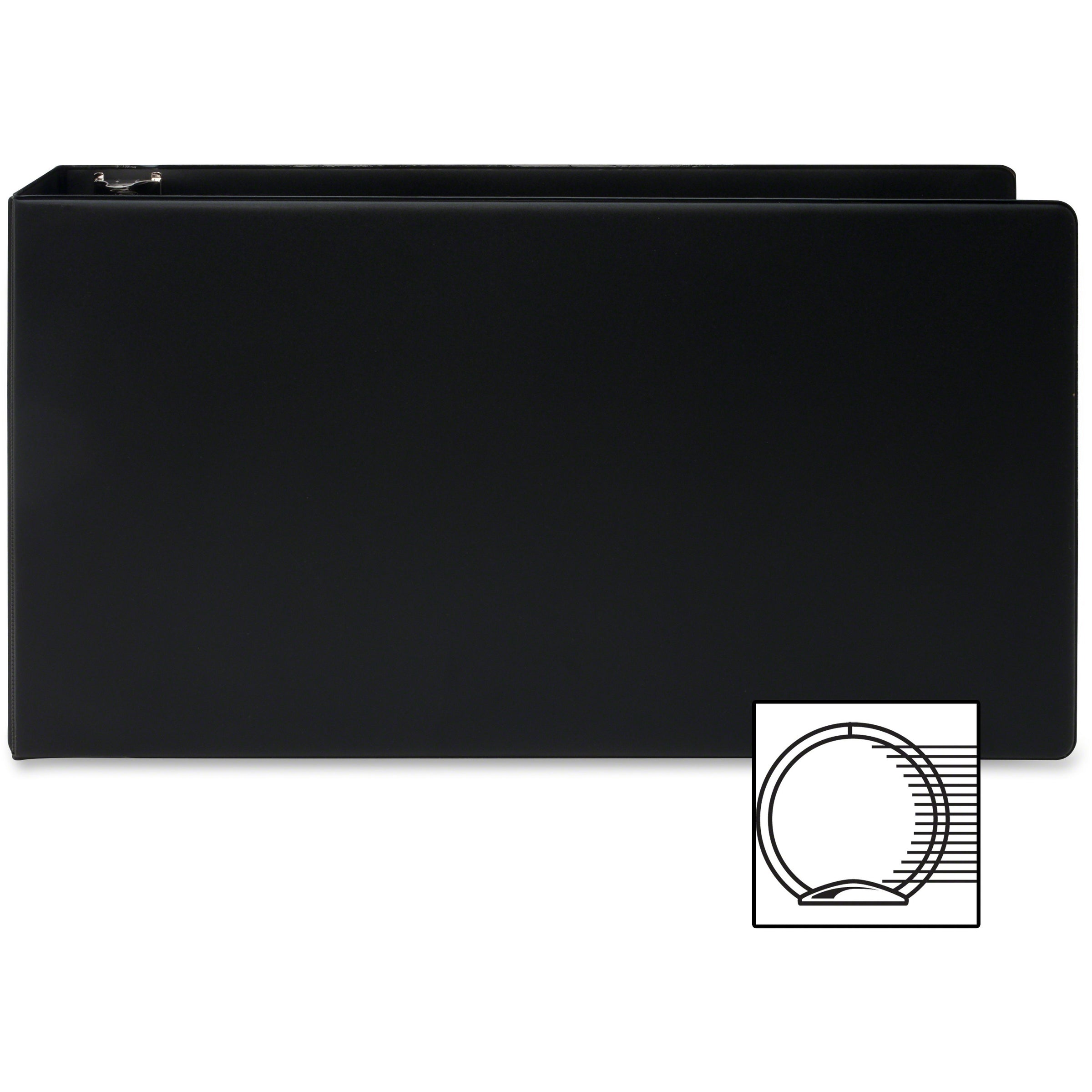 Business Source Tabloid-size Round Ring Reference Binder - 3" Binder Capacity - Tabloid - 11" x 17" Sheet Size - Round Ring Fastener(s) - Black - Durable, Label Holder - 1 Each - 