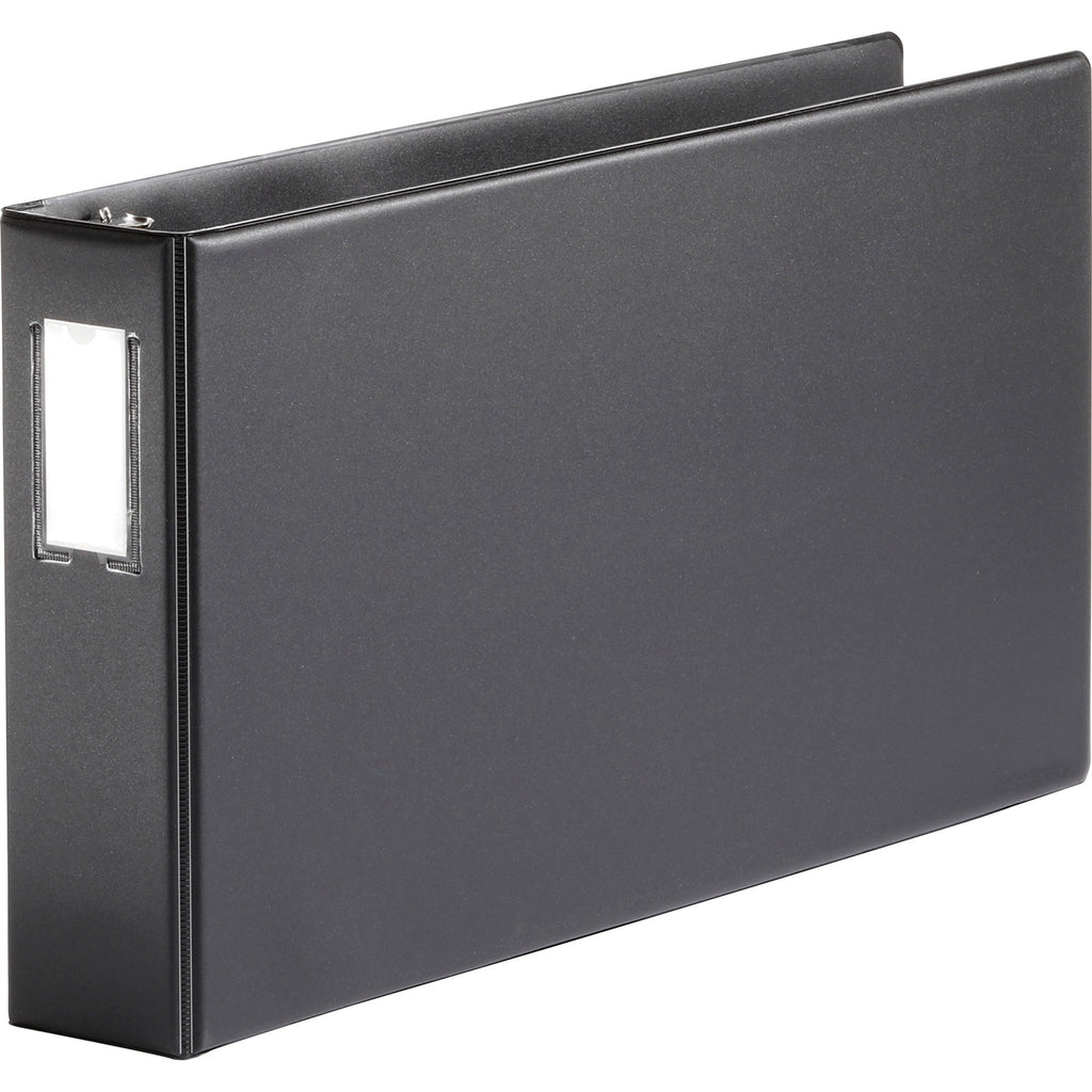Business Source Tabloid-size Round Ring Reference Binder - 3" Binder Capacity - Tabloid - 11" x 17" Sheet Size - Round Ring Fastener(s) - Black - Durable, Label Holder - 1 Each - 