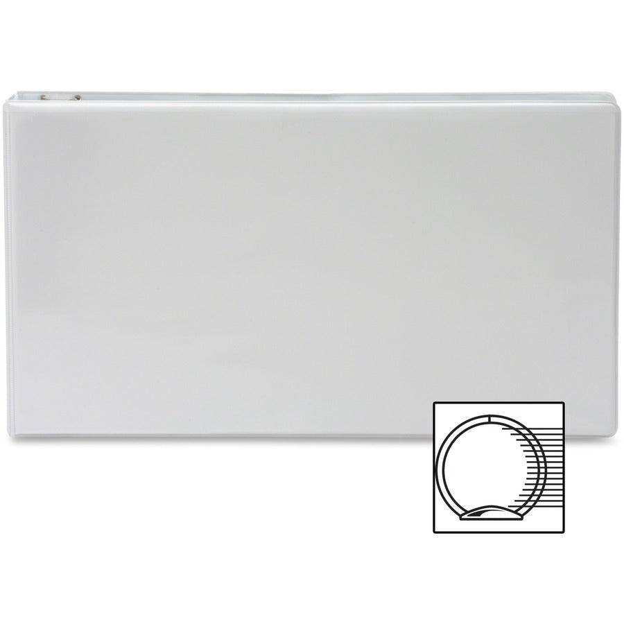 Business Source Tabloid-size Round Ring Reference Binder - 3" Binder Capacity - Tabloid - 11" x 17" Sheet Size - Round Ring Fastener(s) - White - Recycled - Durable, Clear Overlay - 1 Each