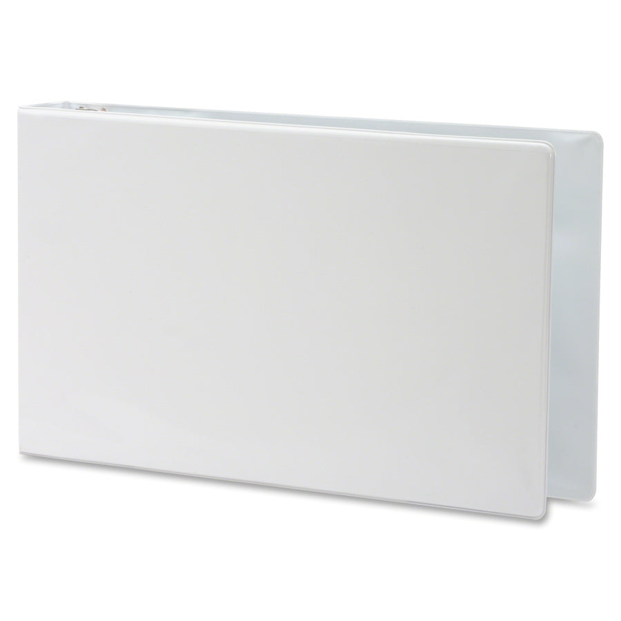 Business Source Tabloid-size Round Ring Reference Binder - 3" Binder Capacity - Tabloid - 11" x 17" Sheet Size - Round Ring Fastener(s) - White - Recycled - Durable, Clear Overlay - 1 Each