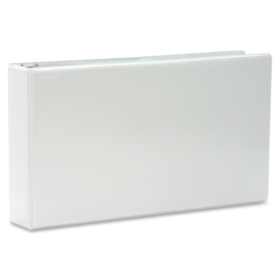 Business Source Tabloid-size Round Ring Reference Binder - 3" Binder Capacity - Tabloid - 11" x 17" Sheet Size - Round Ring Fastener(s) - White - Recycled - Durable, Clear Overlay - 1 Each