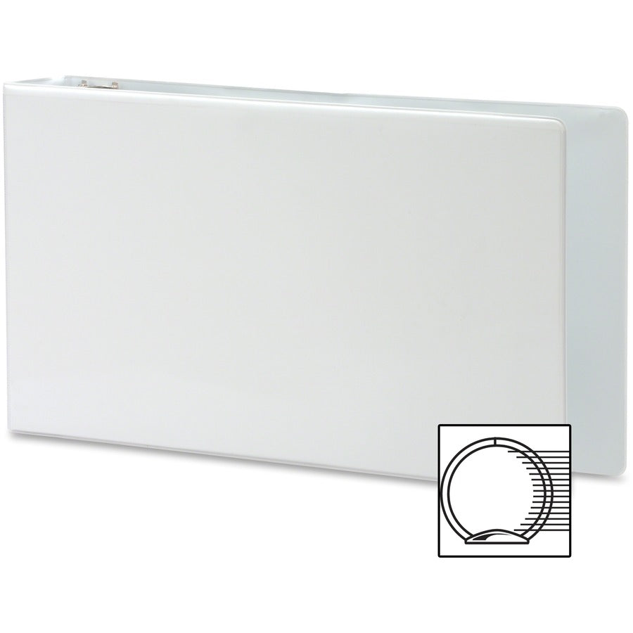 Business Source Tabloid-size Round Ring Reference Binder - 3" Binder Capacity - Tabloid - 11" x 17" Sheet Size - Round Ring Fastener(s) - White - Recycled - Durable, Clear Overlay - 1 Each