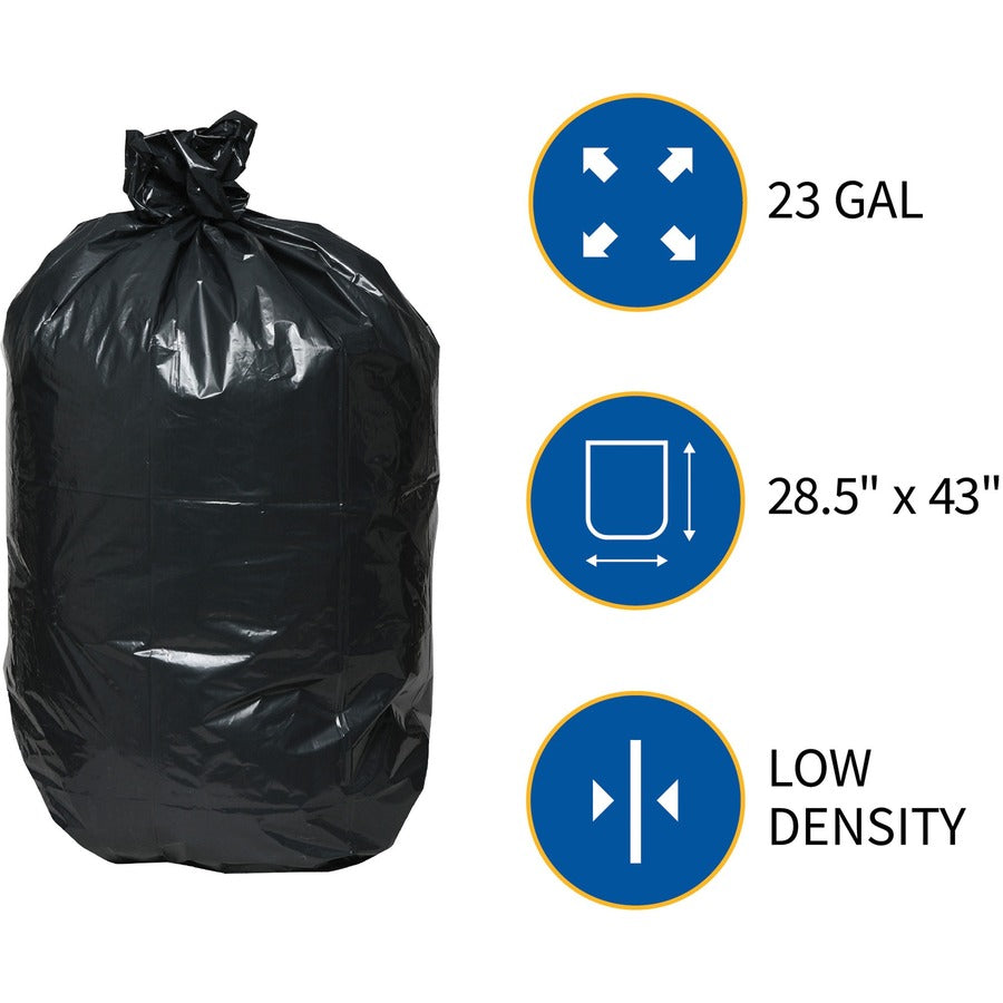 genuine-joe-slim-jim-23-gallon-can-liners-medium-size-23-gal-capacity-2850-width-x-43-length-low-density-black-1-carton-150-per-box-office-waste-food-recycled_gjo70057 - 5