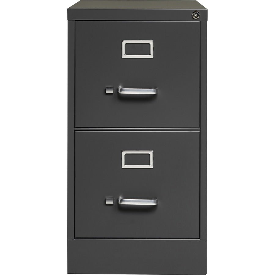 Lorell Fortress Series 26-1/2" Commercial-Grade Vertical File Cabinet - 15" x 26.5" x 28.4" - 2 x Drawer(s) for File - Letter - Vertical - Drawer Extension, Security Lock, Label Holder, Pull Handle - Charcoal - Steel - Recycled