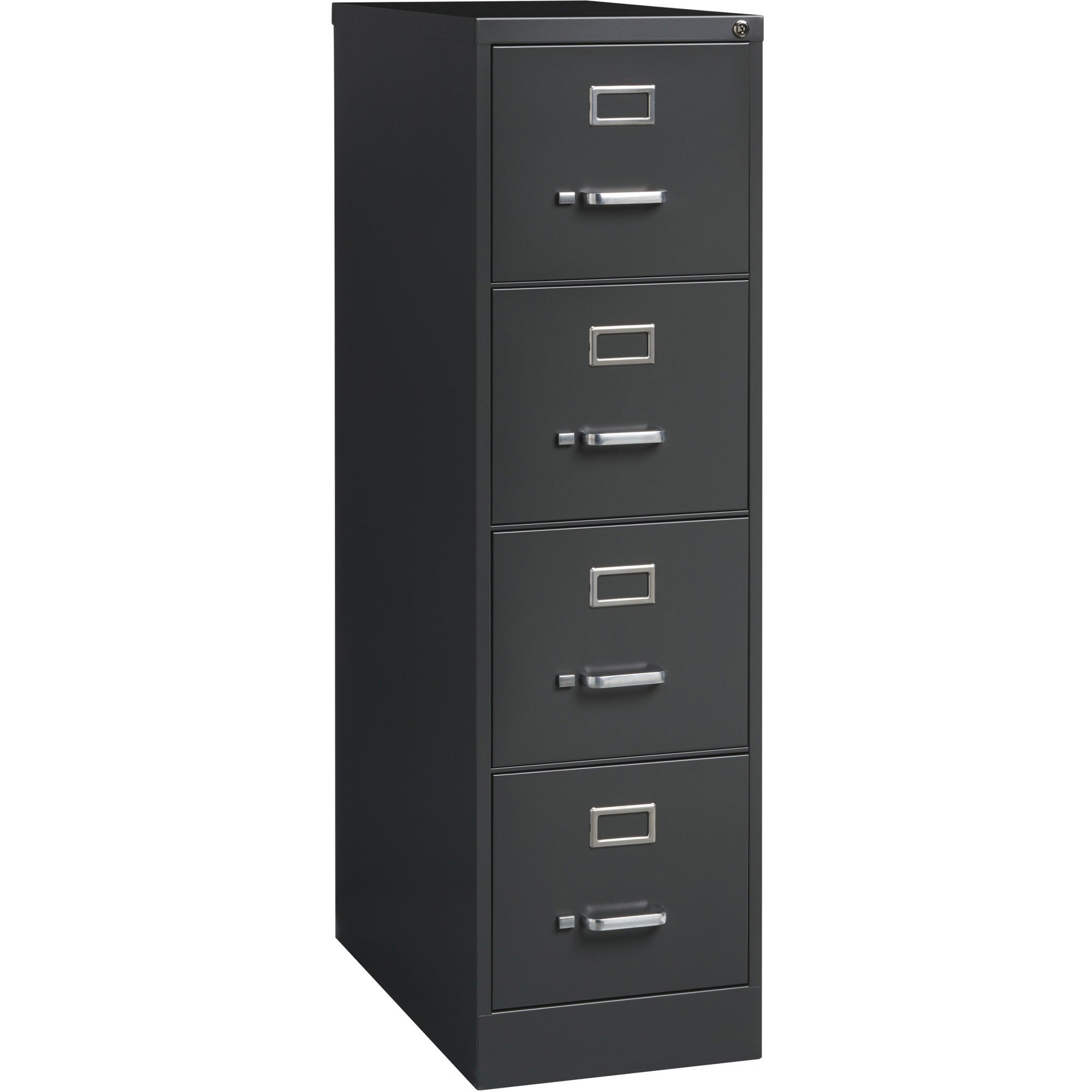 Lorell Fortress Series 26-1/2" Commercial-Grade Vertical File Cabinet - 15" x 26.5" x 52" - 4 x Drawer(s) for File - Letter - Vertical - Drawer Extension, Security Lock, Label Holder, Pull Handle - Charcoal - Steel - Recycled - 