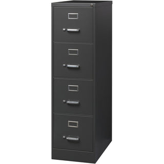 Lorell Fortress Series 26-1/2" Commercial-Grade Vertical File Cabinet - 15" x 26.5" x 52" - 4 x Drawer(s) for File - Letter - Vertical - Drawer Extension, Security Lock, Label Holder, Pull Handle - Charcoal - Steel - Recycled