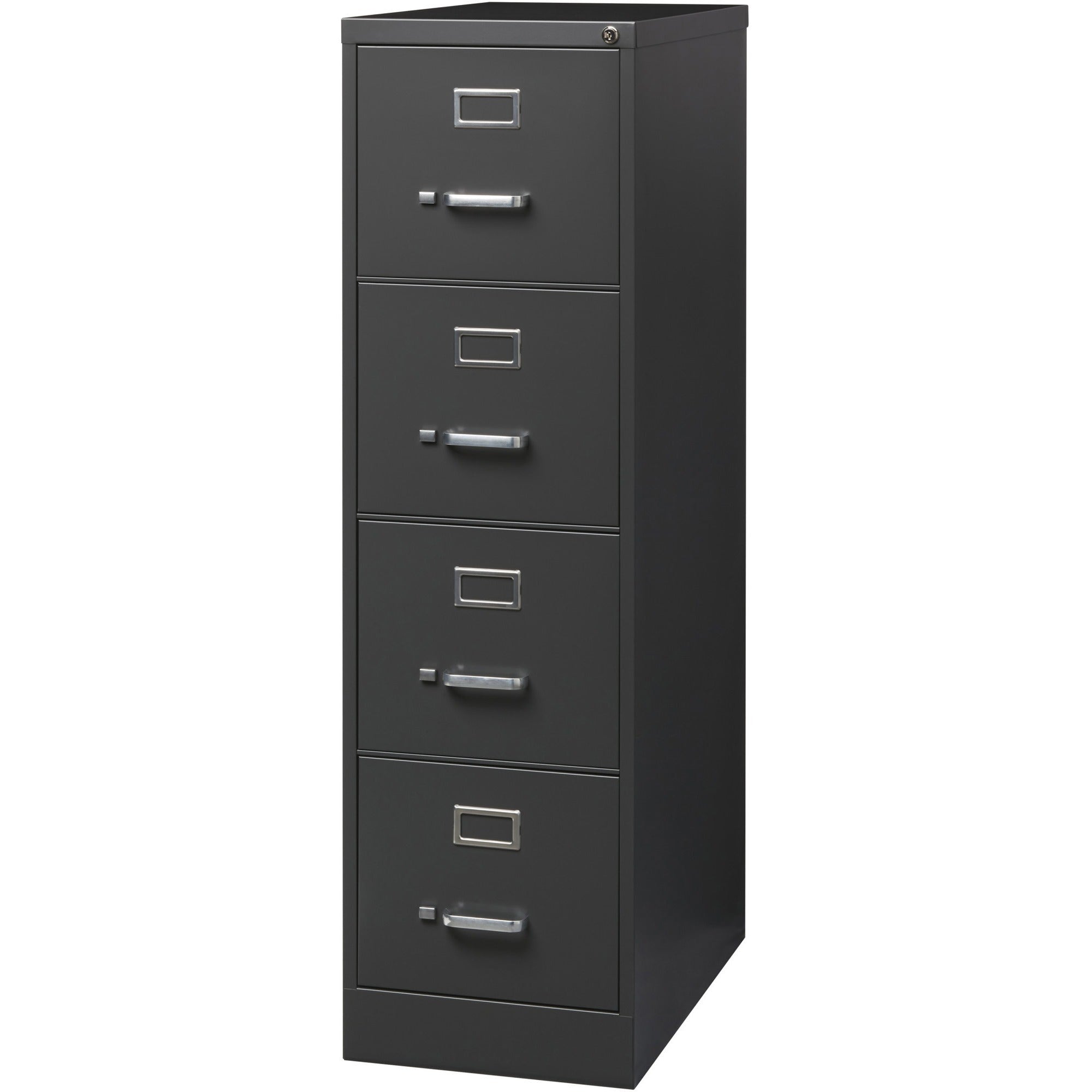 Lorell Fortress Series 26-1/2" Commercial-Grade Vertical File Cabinet - 15" x 26.5" x 52" - 4 x Drawer(s) for File - Letter - Vertical - Drawer Extension, Security Lock, Label Holder, Pull Handle - Charcoal - Steel - Recycled - 