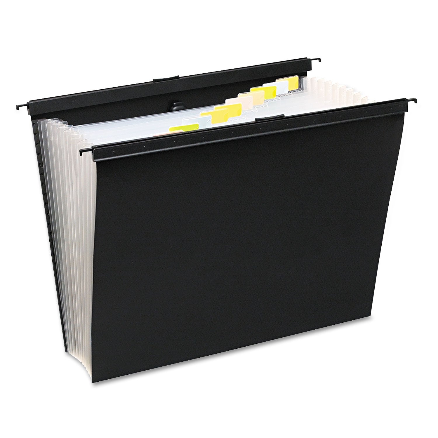 Slide-Bar Expanding Pocket File, 13 Sections, 15" Capacity, Letter Size, Black - 