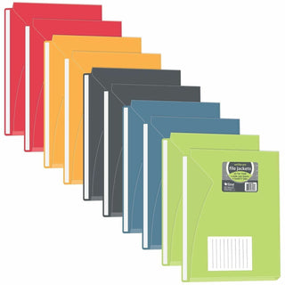 Write-On Poly File Jackets, Straight Tab, Letter Size, Assorted Colors, 10/Pack