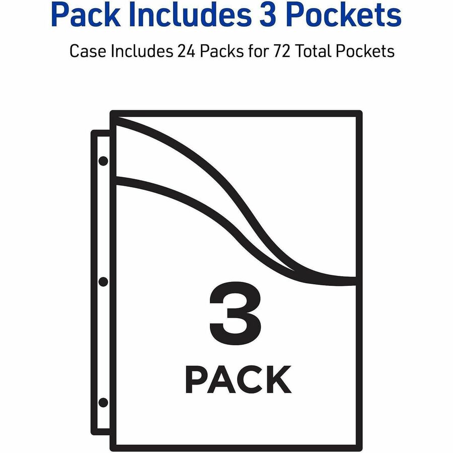 Corner Lock Three-Pocket Binder Pocket, 9.25 x 11.25, Assorted Color, 3/Pack