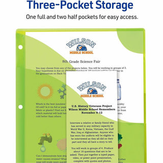 Corner Lock Three-Pocket Binder Pocket, 9.25 x 11.25, Assorted Color, 3/Pack