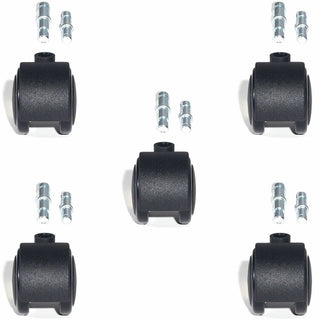 Lorell Premium Soft Dual-Wheel Casters Set - 1.97" Diameter - Nylon, Metal - Black - 5 / Set
