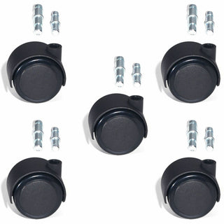 Lorell Premium Soft Dual-Wheel Casters Set - 1.97" Diameter - Nylon, Metal - Black - 5 / Set
