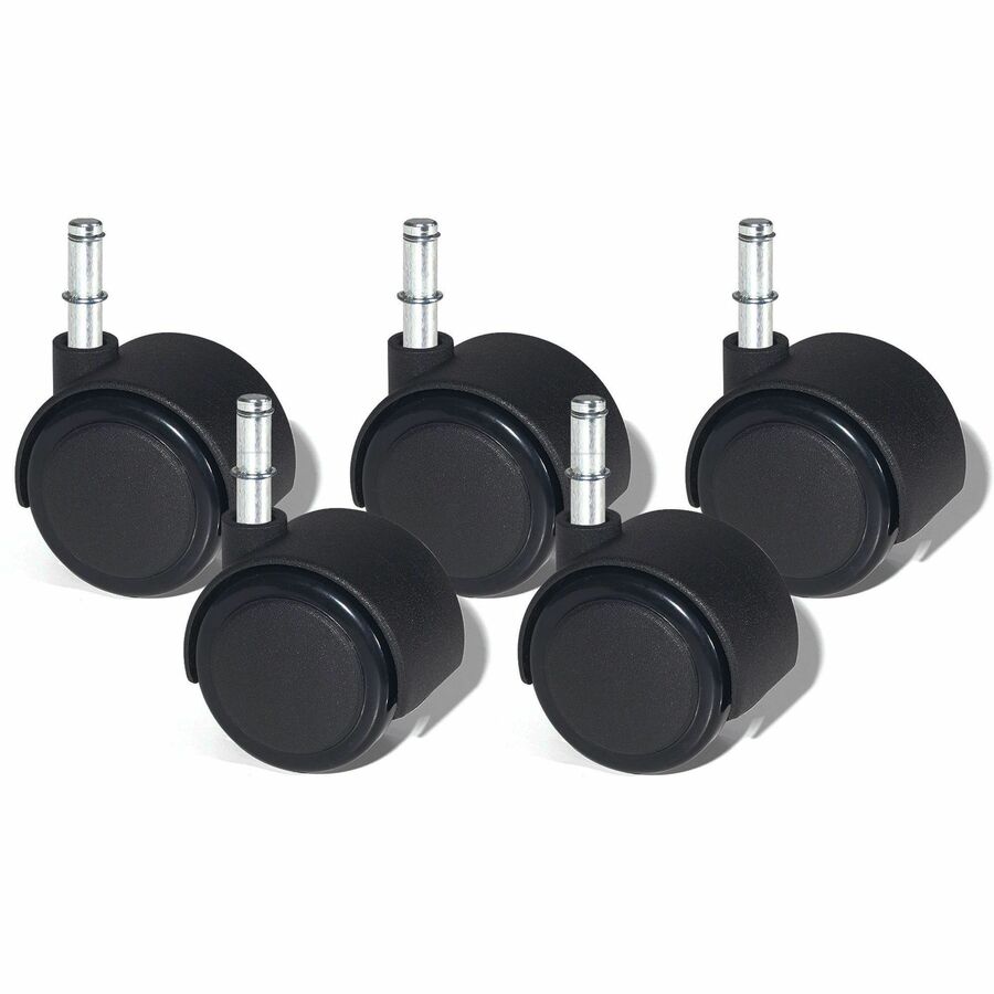 Lorell Premium Soft Dual-Wheel Casters Set - 1.97" Diameter - Nylon, Metal - Black - 5 / Set