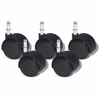 Lorell Premium Soft Dual-Wheel Casters Set - 1.97" Diameter - Nylon, Metal - Black - 5 / Set