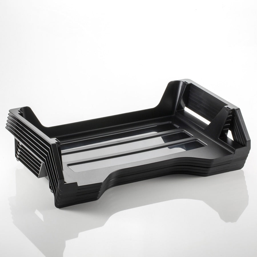 Recycled Side Load Desk Tray, 6 Sections, Letter Size Files, 15.13" x 8.88" x 15", Black, 6/Pack