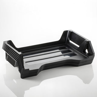 Recycled Side Load Desk Tray, 6 Sections, Letter Size Files, 15.13" x 8.88" x 15", Black, 6/Pack